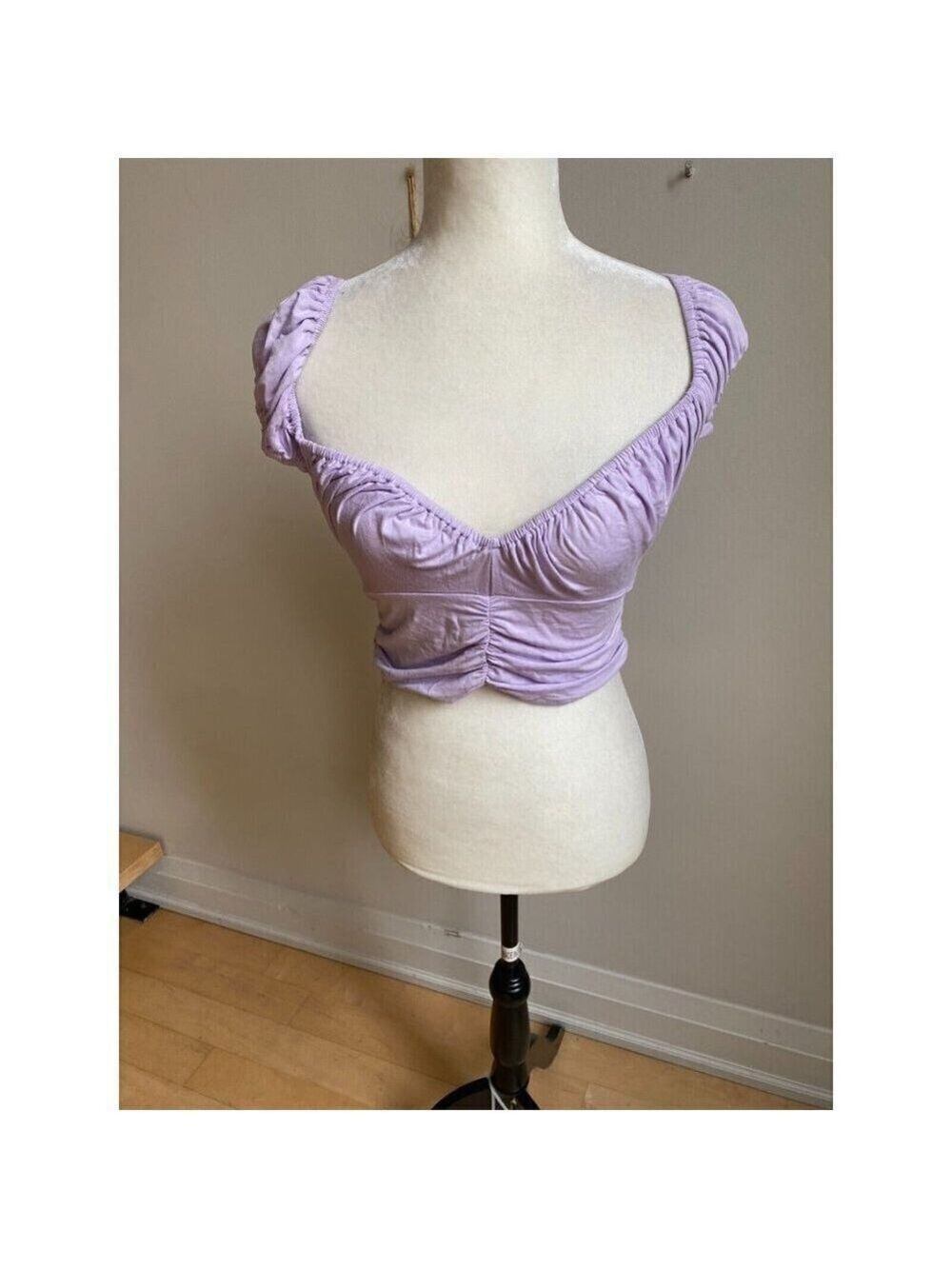 Free people BNWT purple cropped puff short sleeve sz small  NEW